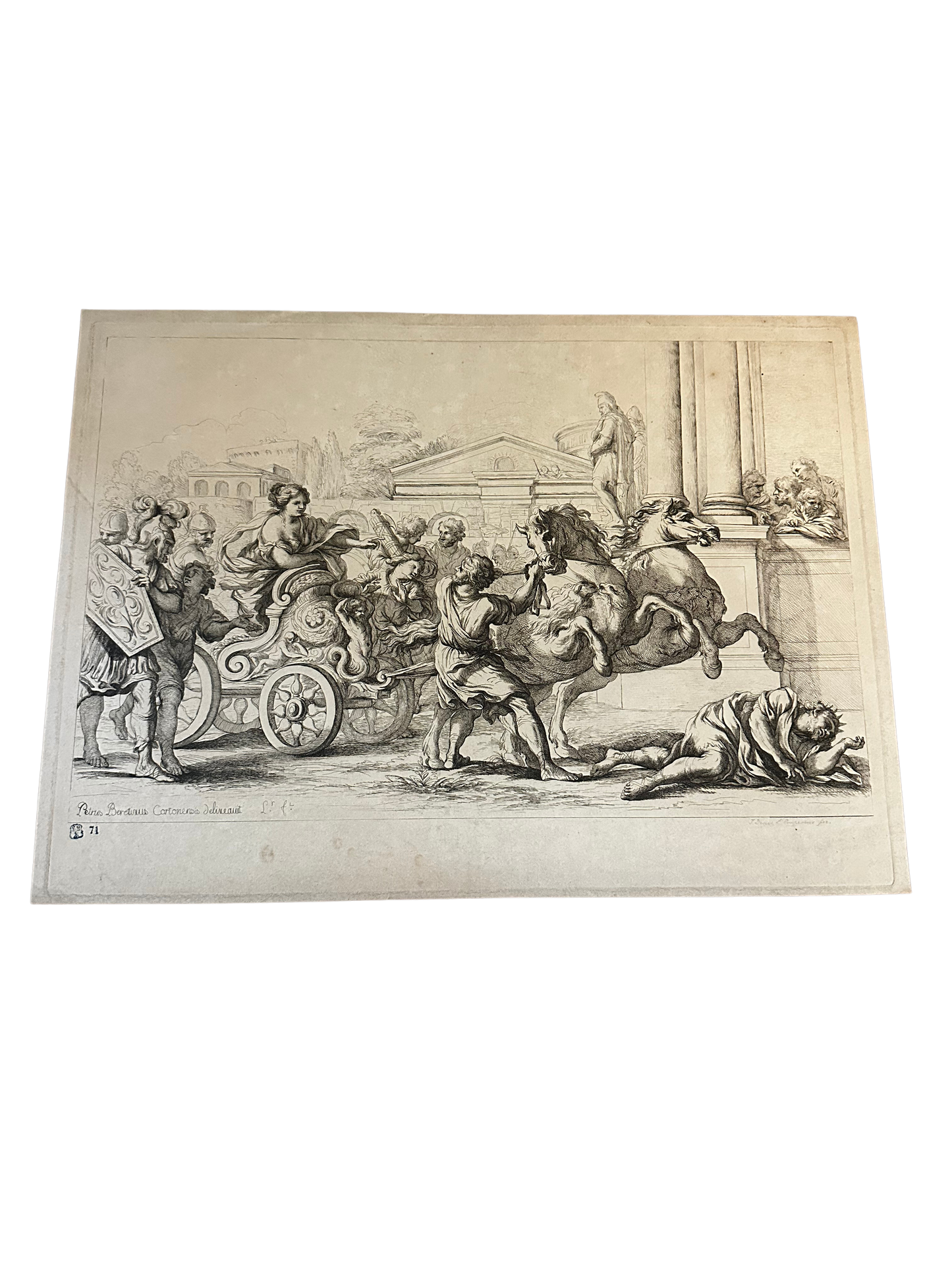 Old Master Engraving after Pietro da Cortona — Mythological Chariot Scene