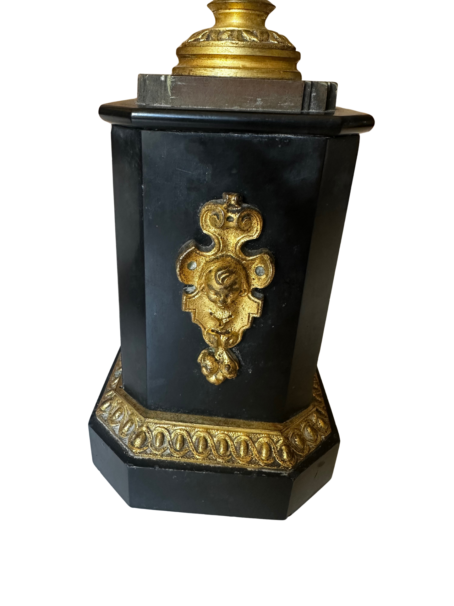 Late 19th C French Gilt Bronze and Black Stone Garniture Vases