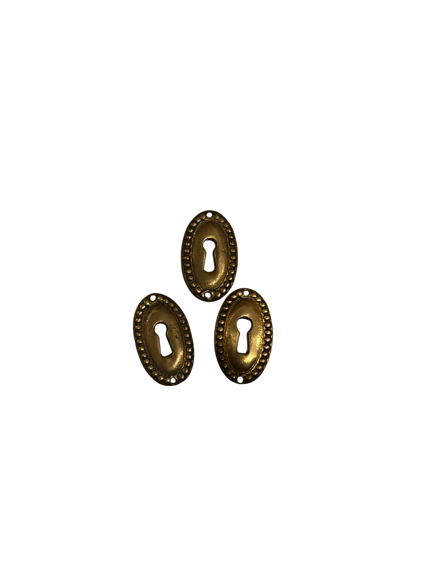Set of Three Oval Escutcheons with Beaded Trim
