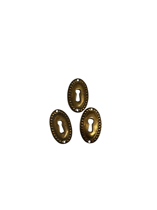 Set of Three Oval Escutcheons with Beaded Trim