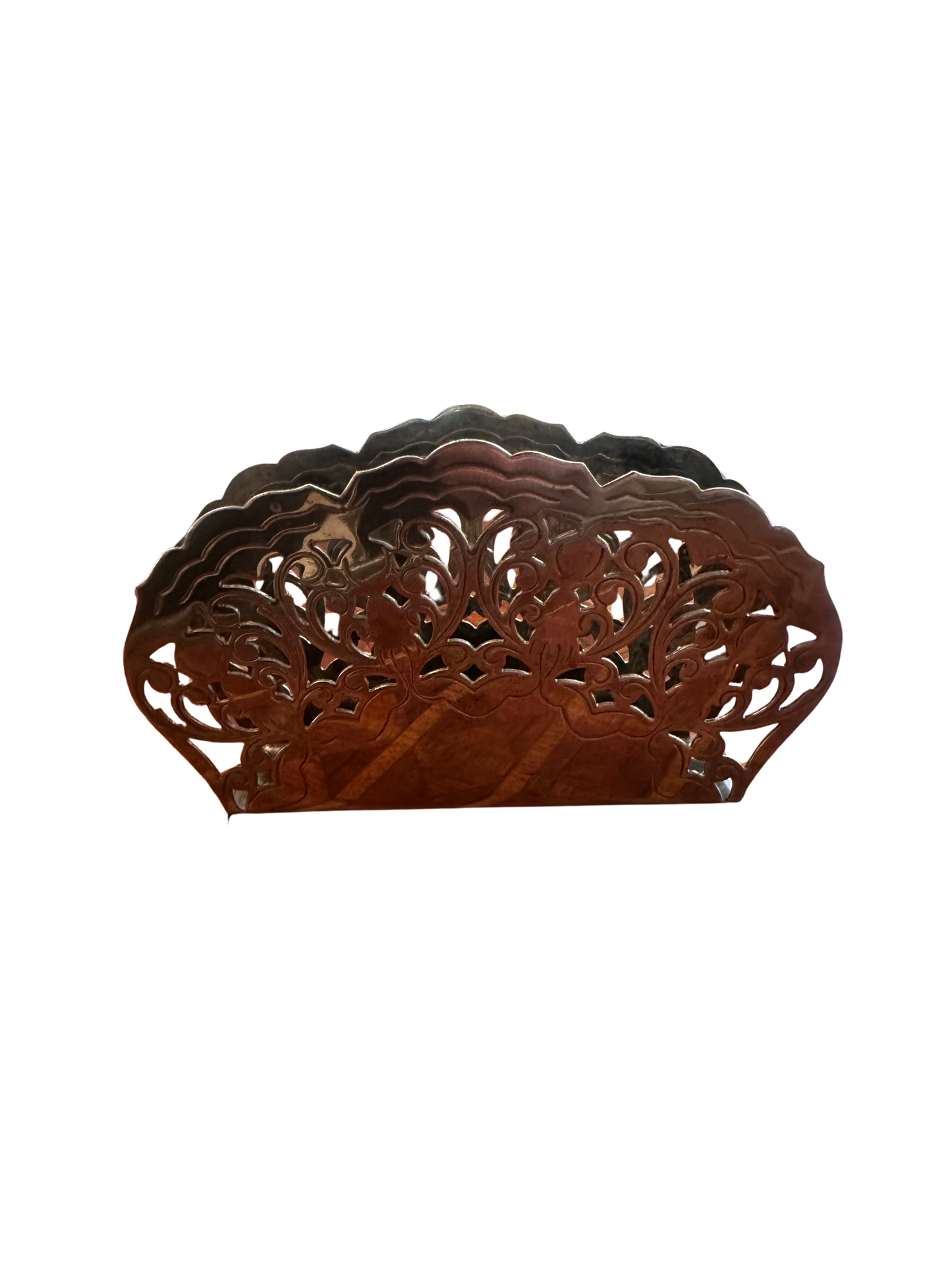 Danish Silverplate Pierced Letter / Napkin Holder