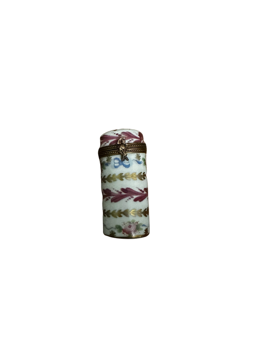Tall Oval Cylinder Limoges Box with Woman Clasp