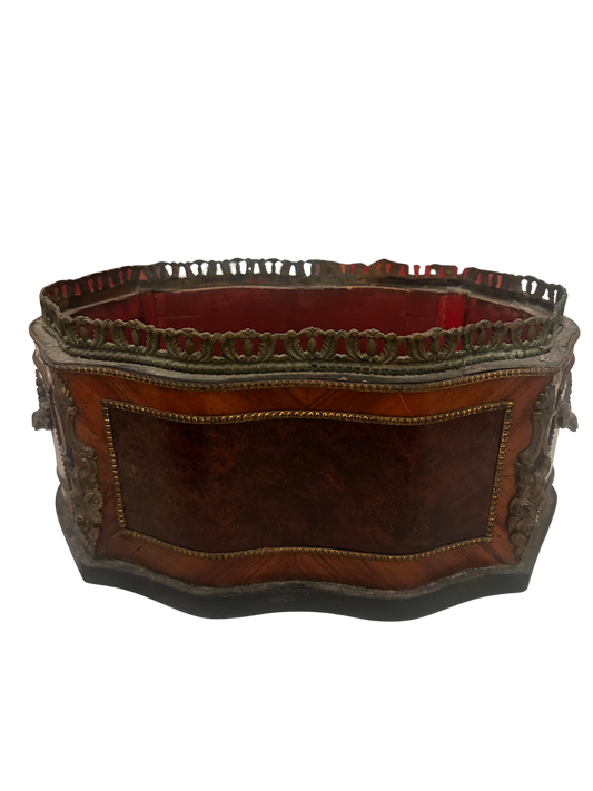 French Louis XV Style Bombe Veneered Jardinière / Cachepot with Pierced Ormolu Gallery