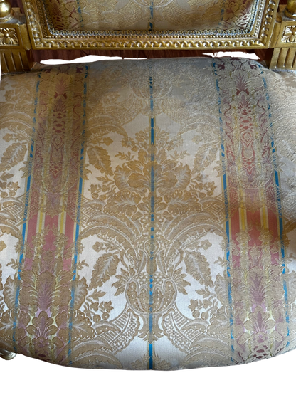Two Fine French Louis XVI Style Silk-Upholstered Armchairs