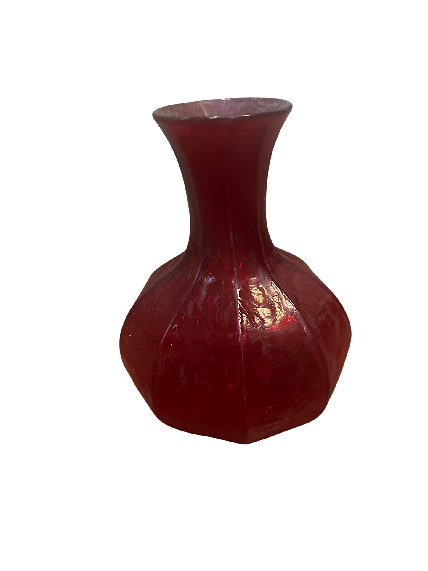 Red Crackle Glass Bulbous Vase