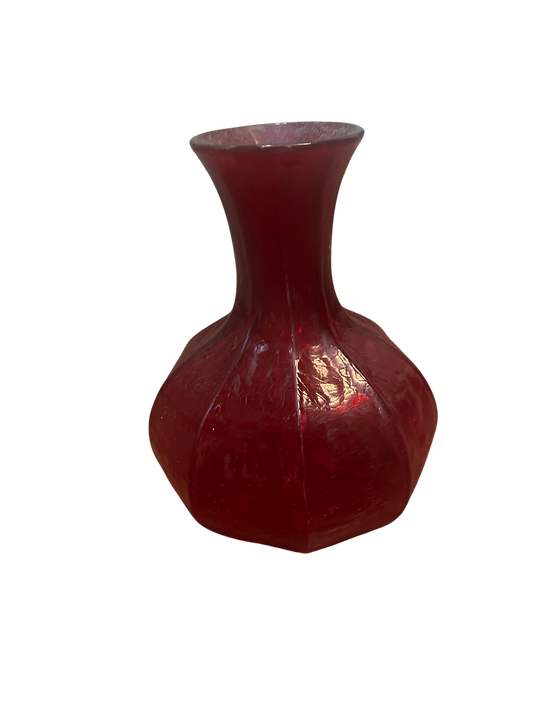 Red Crackle Glass Bulbous Vase