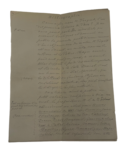 Handwritten French Bibliophile Catalog Manuscript — Private Library Sale Notes