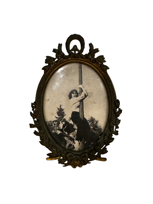 Late 19th C/Early 20th C French Louis XVI Style Gilt Bronze Oval Portrait Frame - Marked "FRANCE"