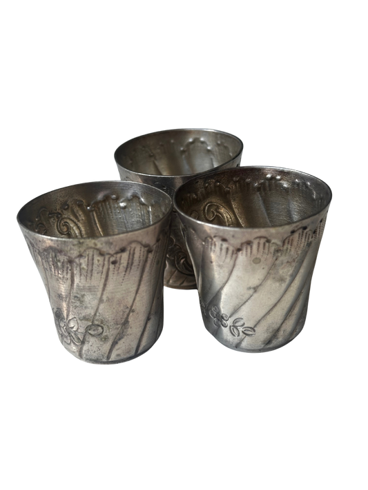 Set of Three ERCUIS French Silver Digestif Cups / Shot Glasses