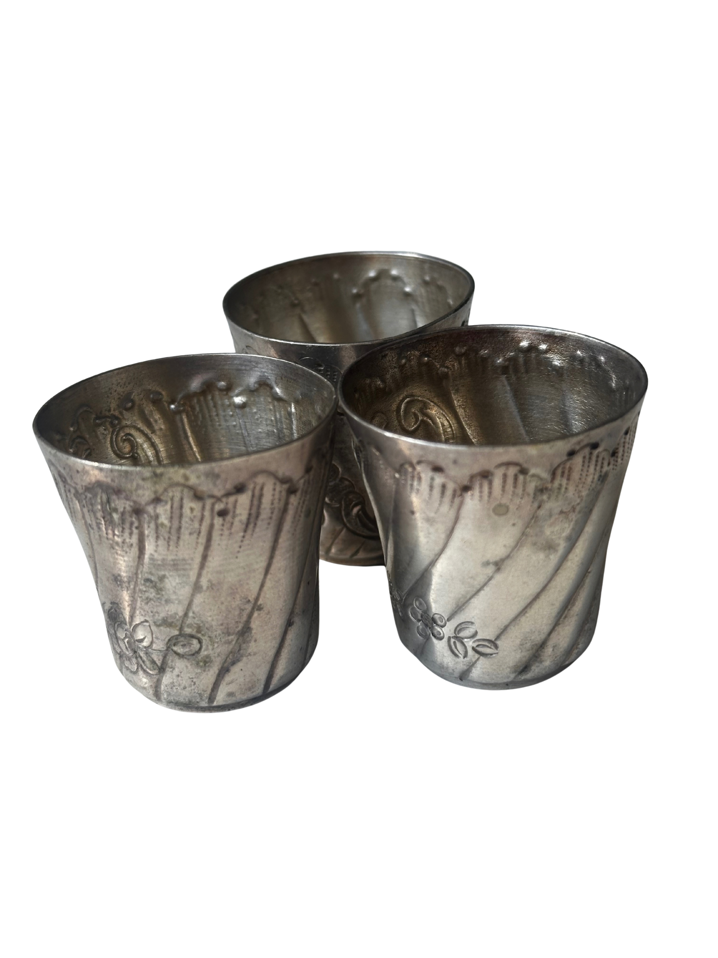 Set of Three ERCUIS French Silver Digestif Cups / Shot Glasses