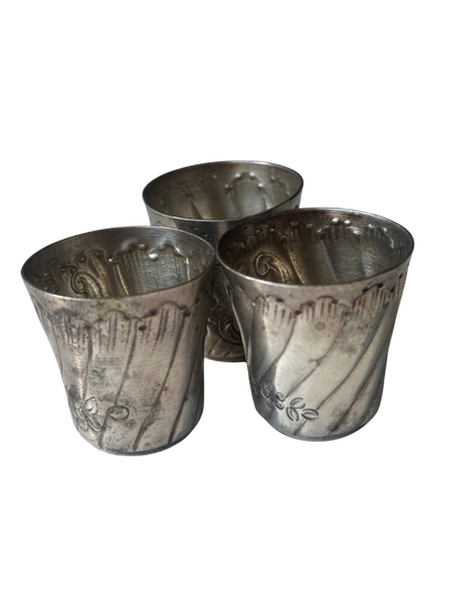 Set of Three ERCUIS French Silver Digestif Cups / Shot Glasses