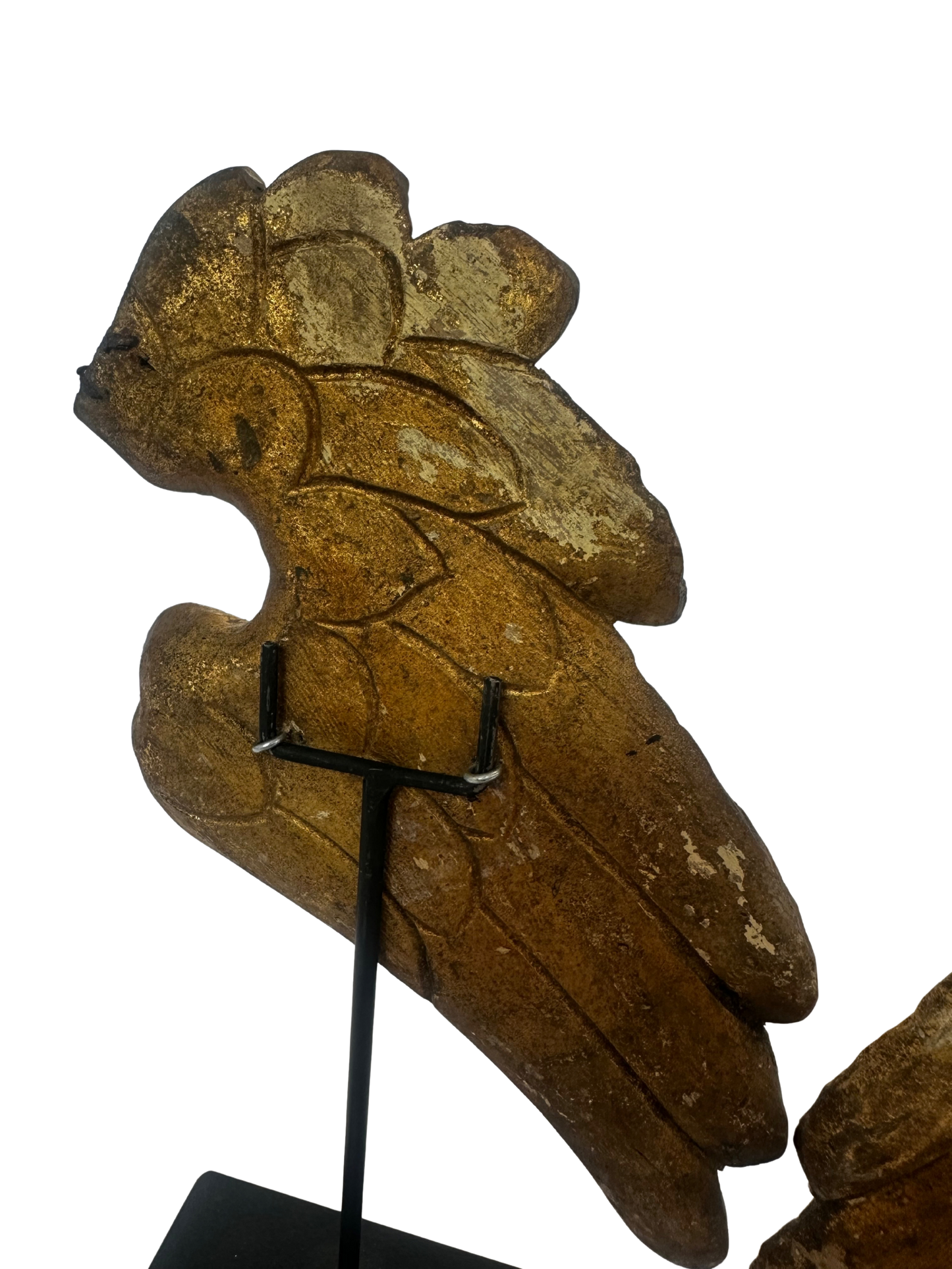 Pair of Antique Carved and Gilded Wooden Wing Fragments