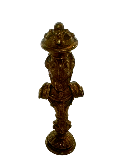 19th-Century Gilt Bronze Figural Wax Seal with Soldier Bust and Monogram