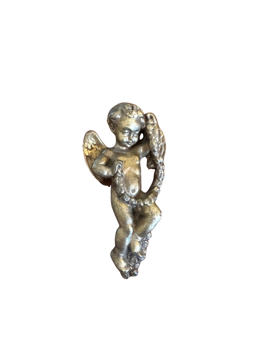 Antique Giltwood Composition Cherub Wall Appliqué / Furniture Mount