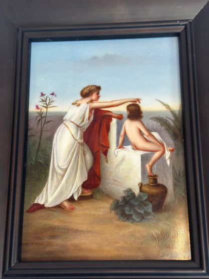 Hand-Painted KPM-Style Porcelain Plaque After F. Coomans — “Une Voile Attendue”