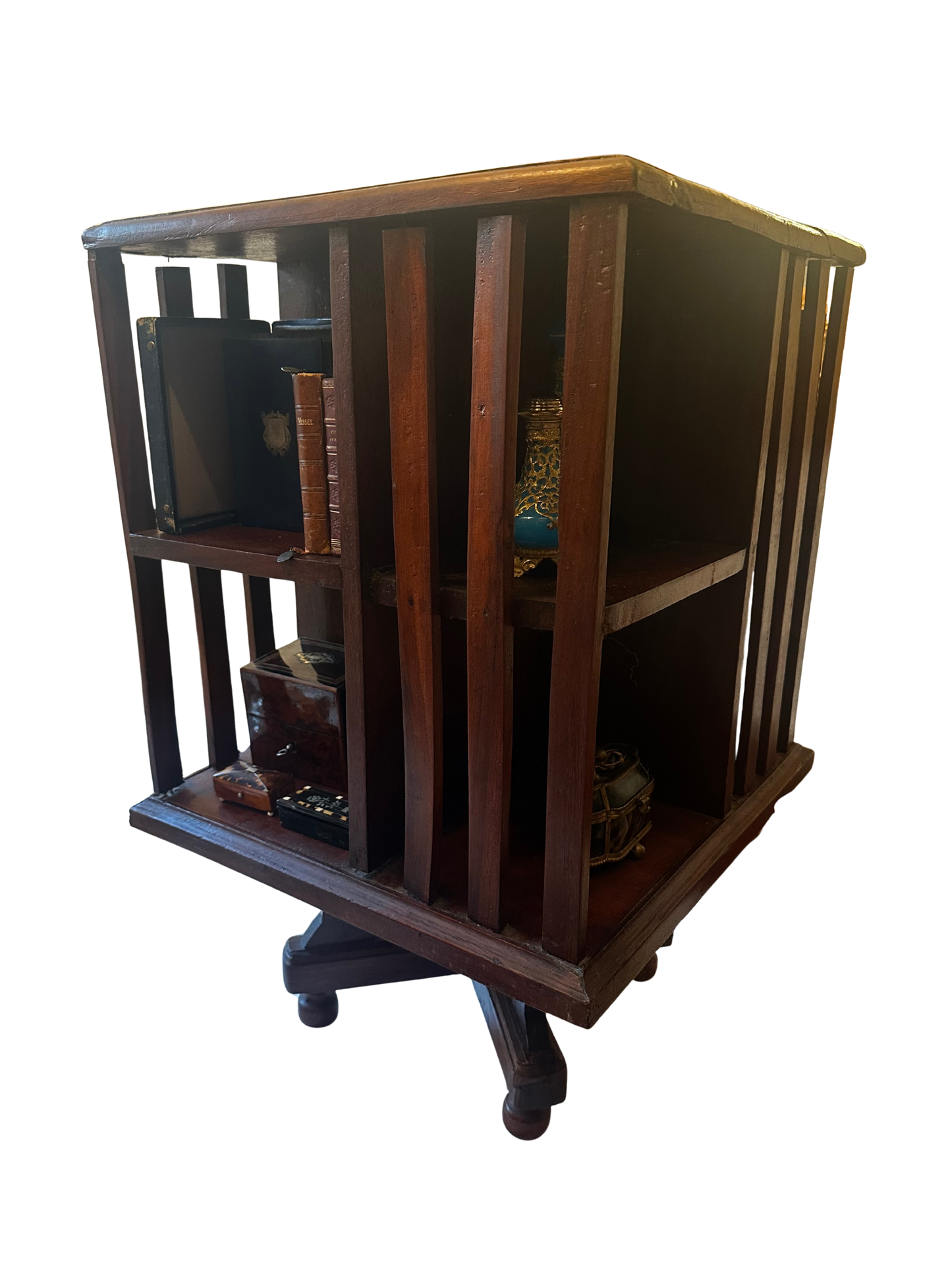 19th C English Mahogany Two-Tier Rotating Bookstand