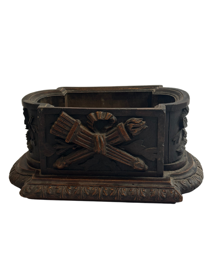 19th Century French Black Forest Style Carved Jardiniere with Musical Motif