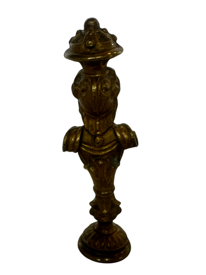 19th-Century Gilt Bronze Figural Wax Seal with Soldier Bust and Monogram
