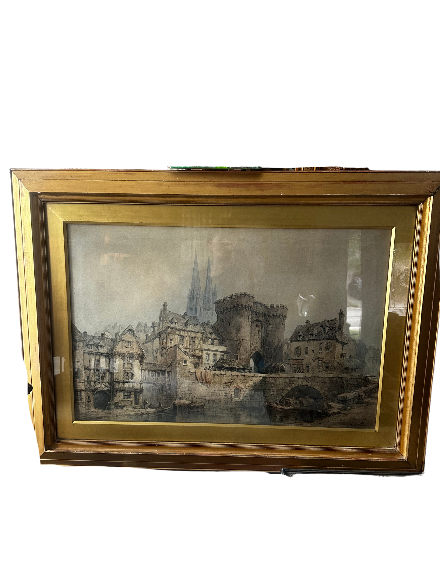 Large Architectural Watercolor of La Porte Guillaume, Chartres Cathedral by Neil Stuart Crichton (1854–1913)