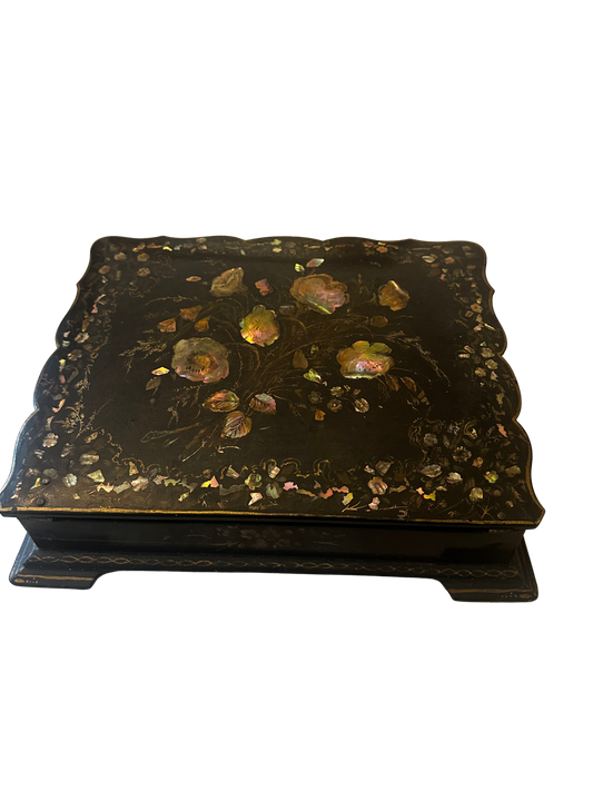 Victorian Mother-of-Pearl Inlaid Papier-Mâché Writing Slope