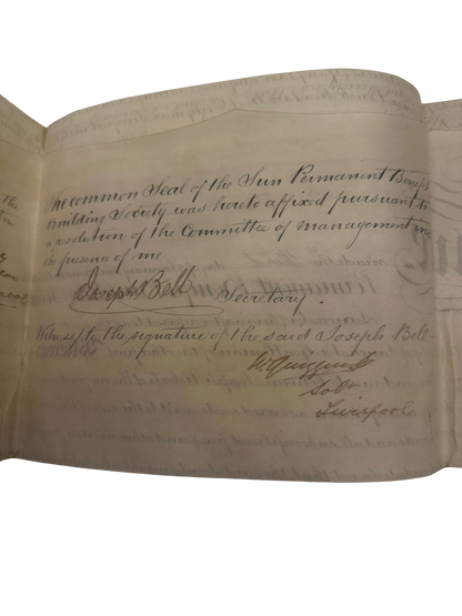 Victorian Indenture Deed — The Sun Permanent Benefit Building Society, Liverpool (1885)