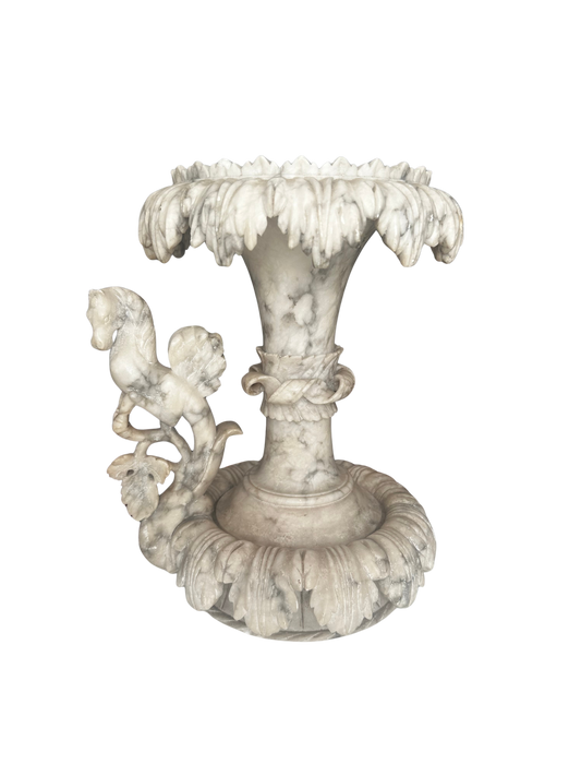 Grand Neoclassical Alabaster Tazza with Pegasus Figure