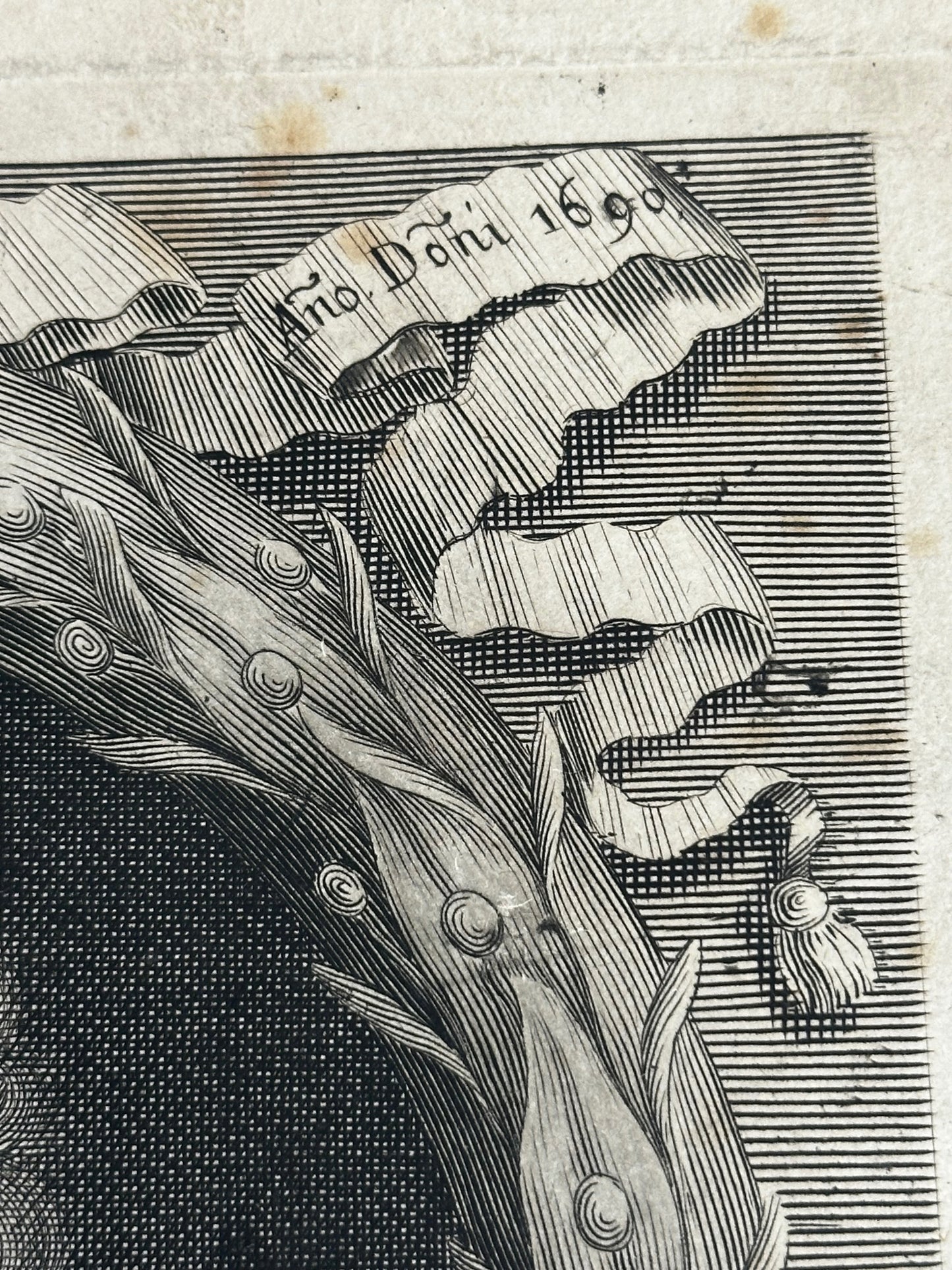 Antique Baroque Engraved Portrait of George Melville, Earl of Melville