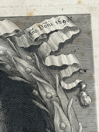 Antique Baroque Engraved Portrait of George Melville, Earl of Melville