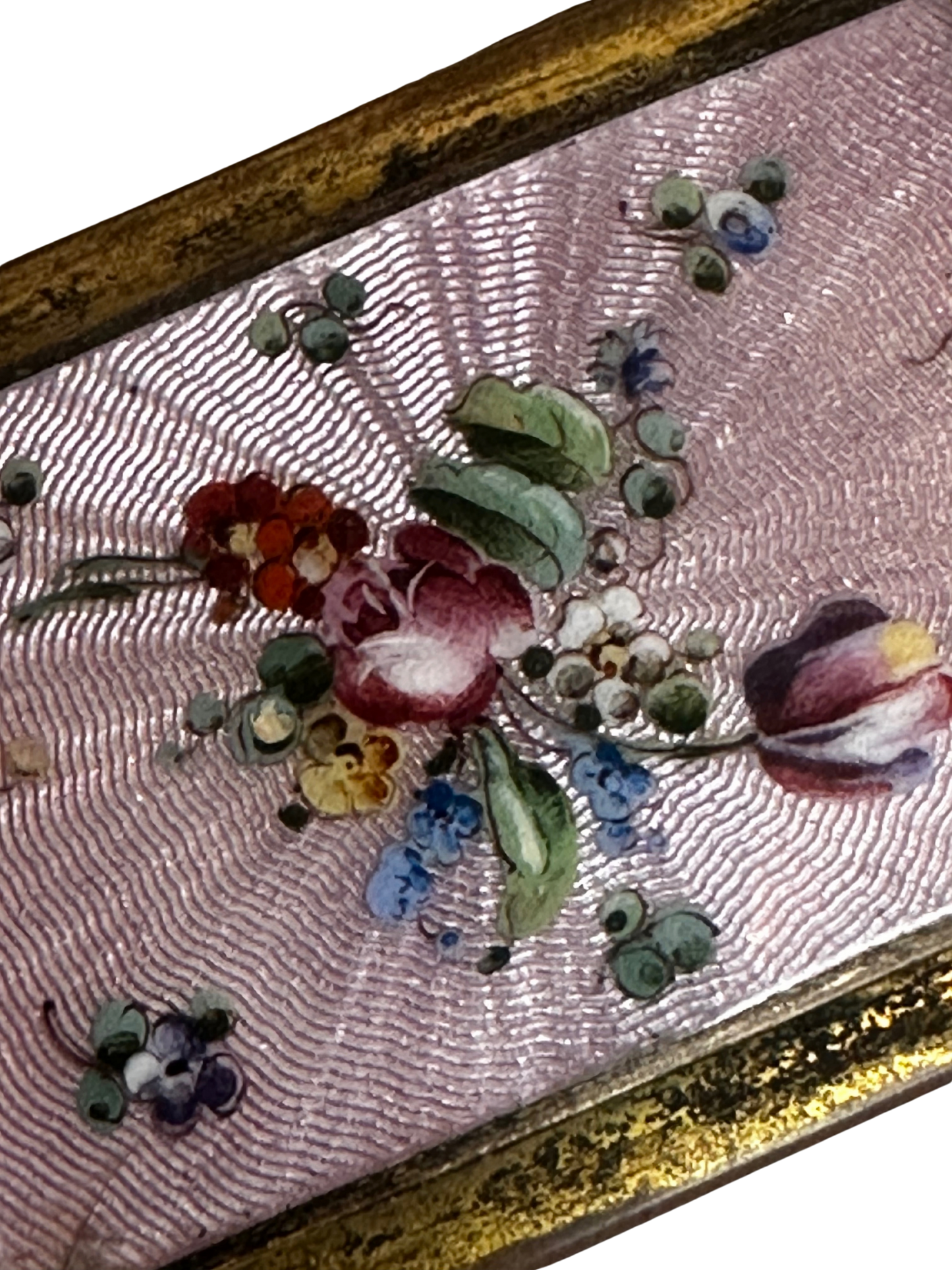 Antique Enamel Matchbox Holder with Companion Miniature Enamel Ashtray (Two-Piece Set)