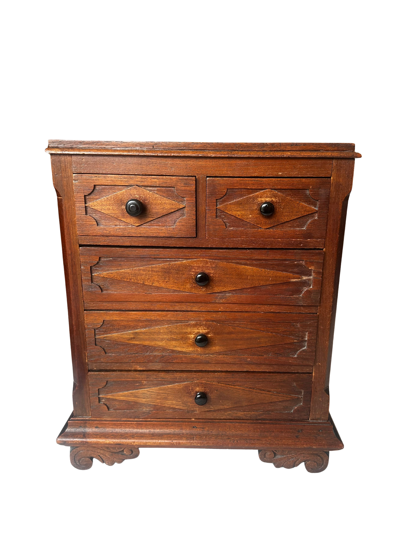 English Carved Table-Top Chest of Drawers