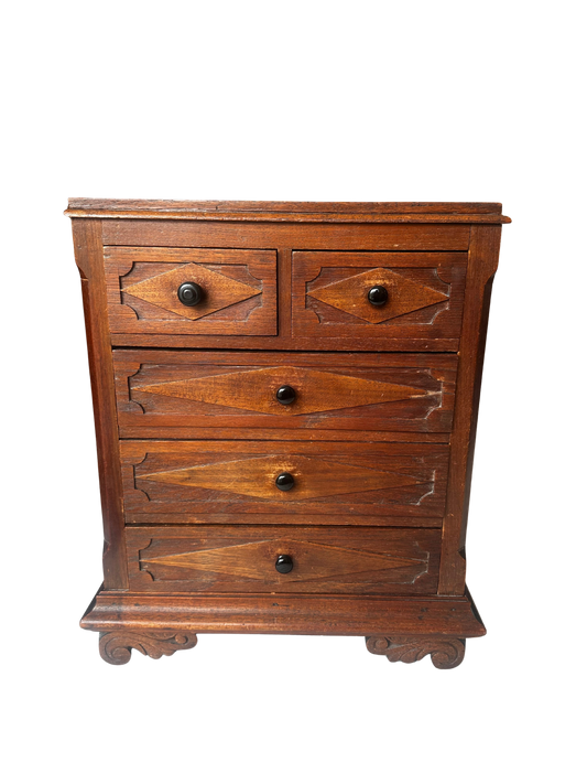 English Carved Table-Top Chest of Drawers