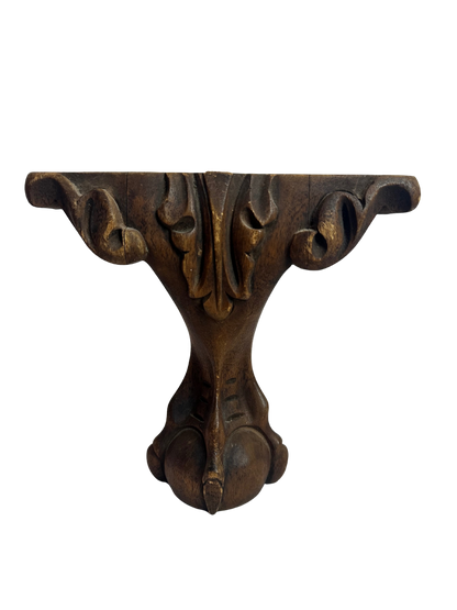 Antique Carved Wooden Furniture Fragment with Claw-and-Ball Motif
