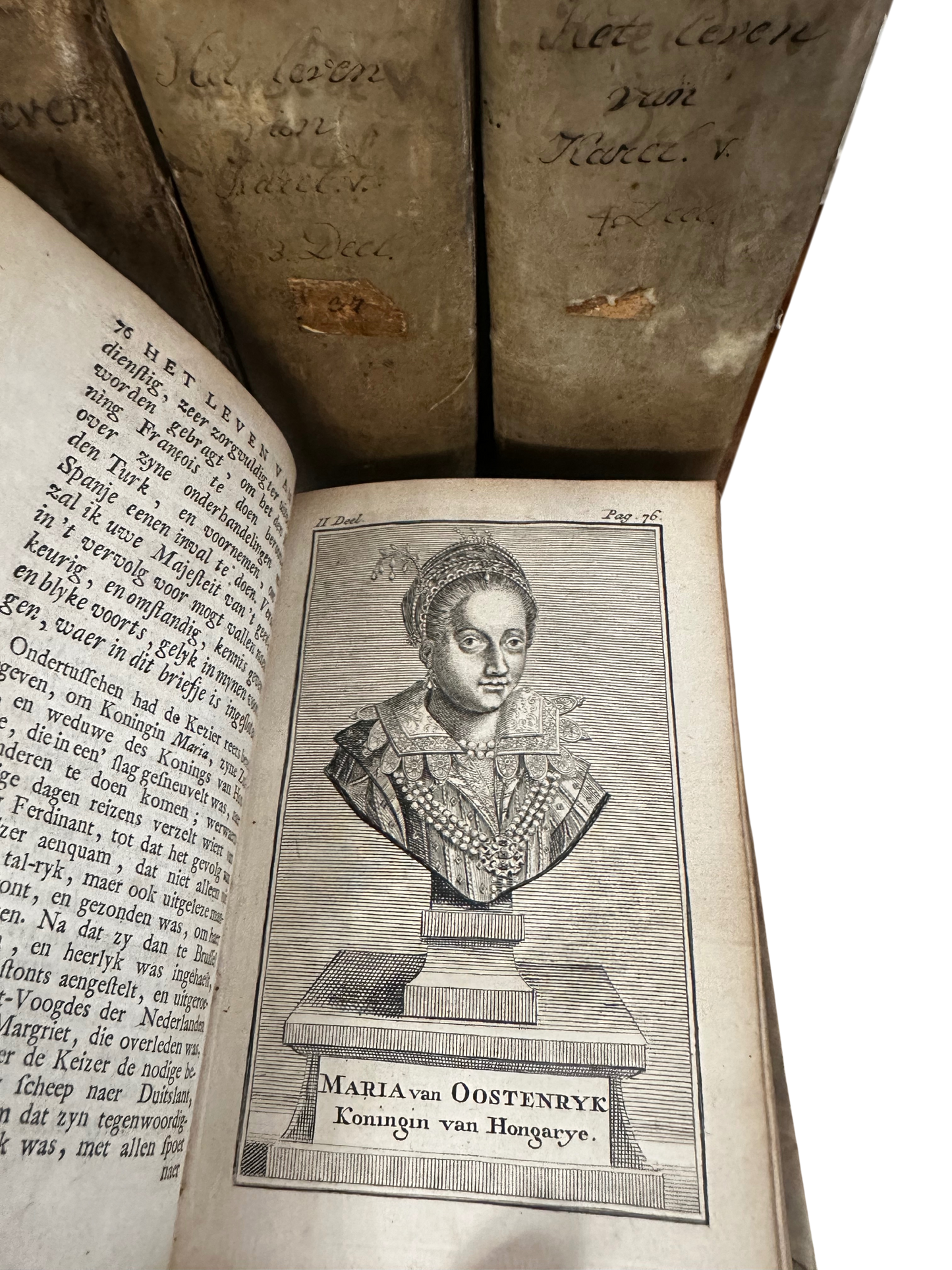 1738 Vellum-Bound Biography of Emperor Charles V (Complete 4-Volume Set)