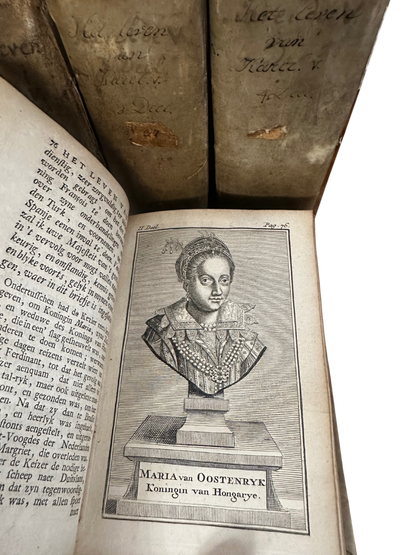 1738 Vellum-Bound Biography of Emperor Charles V (Complete 4-Volume Set)