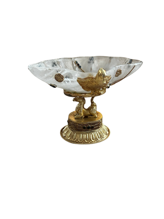 Rock Crystal and Gilt Metal Tibetan Tazza