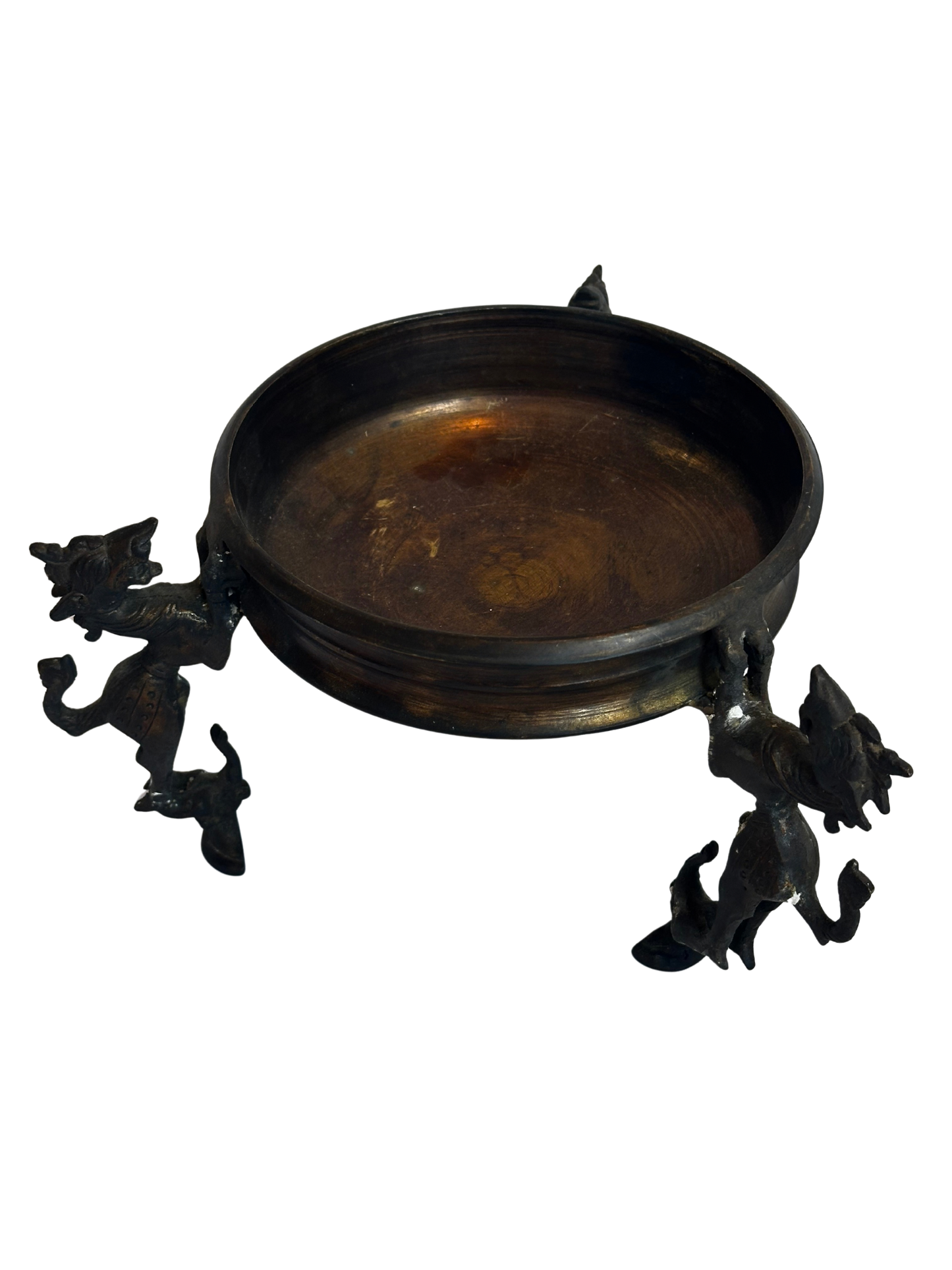 Antique Bronze Mythological Creature Tripod Bowl / Vide-Poche