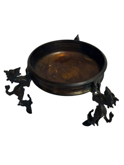 Antique Bronze Mythological Creature Tripod Bowl / Vide-Poche