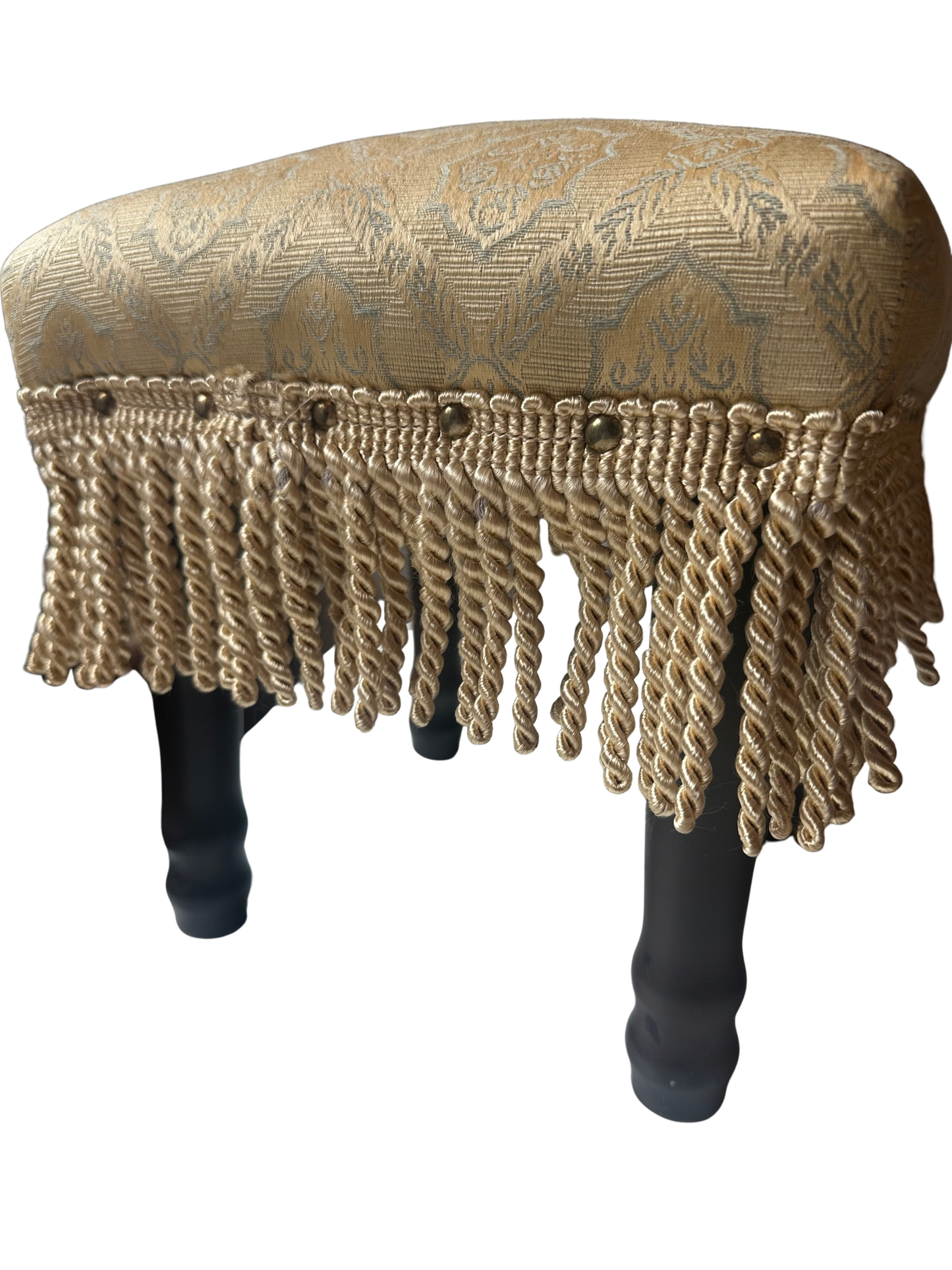 Vintage Upholstered Fringe Footstool