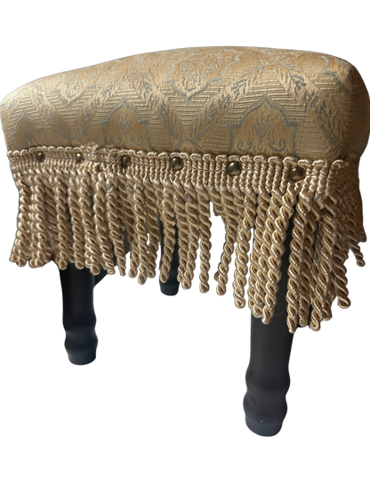 Vintage Upholstered Fringe Footstool