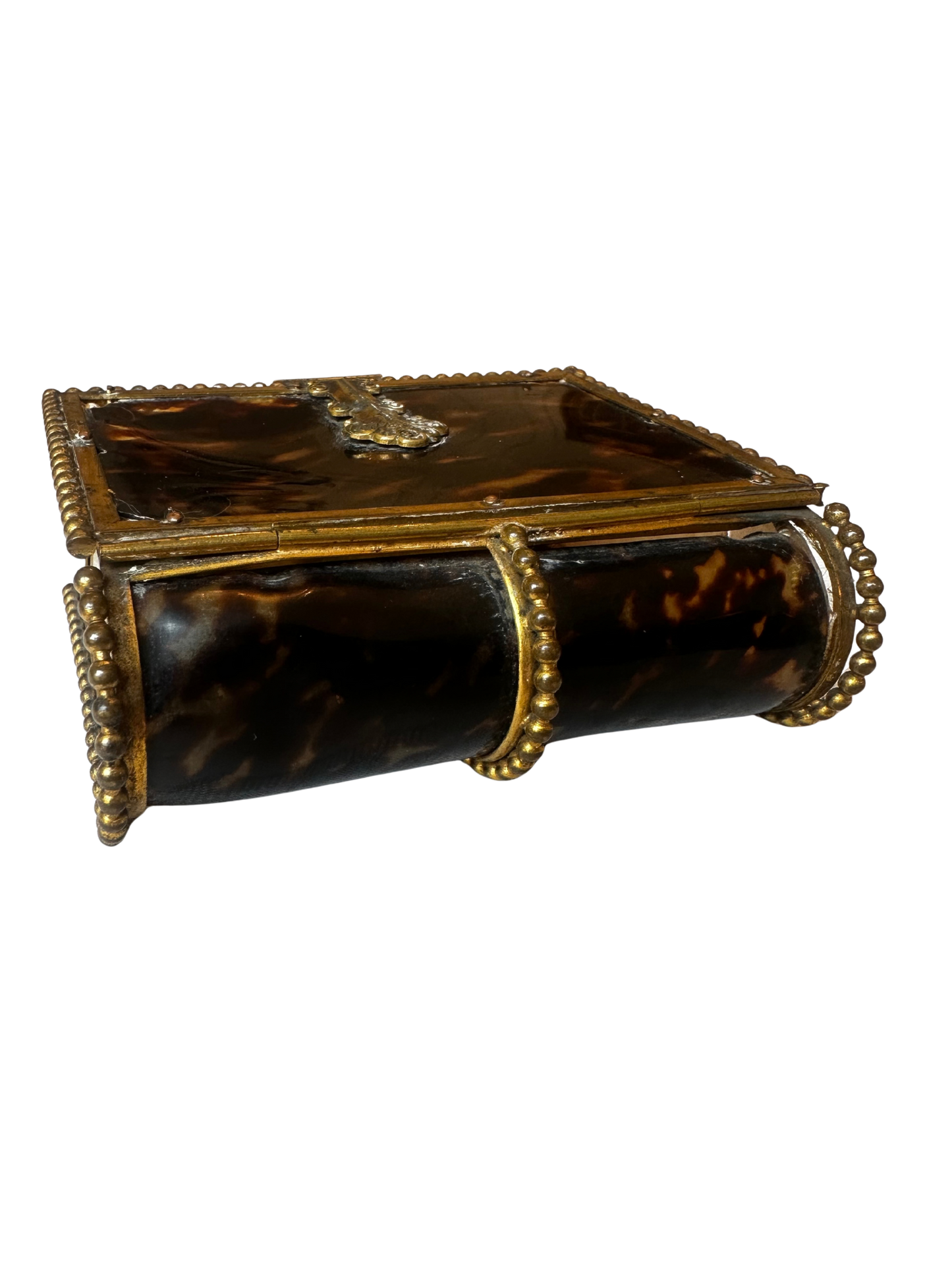 French Tortoiseshell and Mother-of-Pearl Mounted Book Form Box