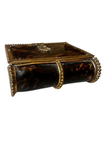 French Tortoiseshell and Mother-of-Pearl Mounted Book Form Box