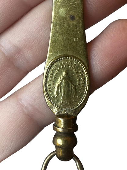 Antique Religious/Rosary Chatelaine Hook with Miraculous Medal Motif