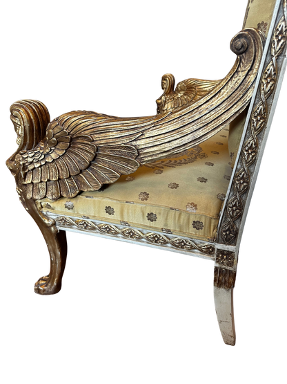 Late 19th / Early 20th C Empire Style Parcel-Gilt and Painted Sofa
