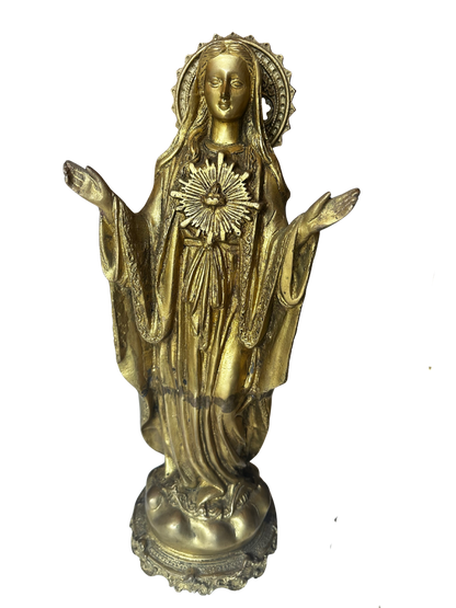 Late 19th / Early 20th C Gilt Bronze Devotional Statues of Christ and the Virgin Mary