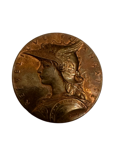 French Bronze Academic Prize Medal by Louis-Oscar Roty - Republique Francaise