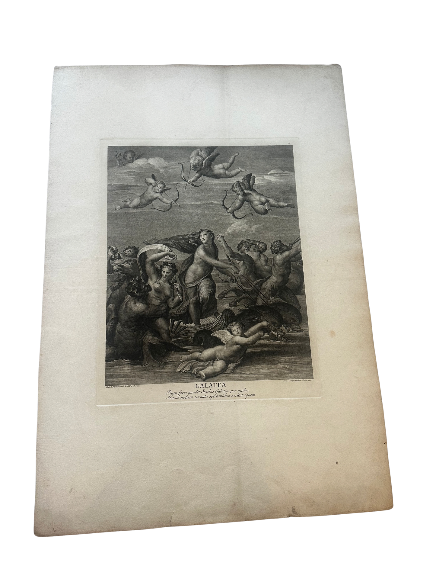18th C Engraving of the “Triumph of Galatea” after Raphael (Engraved by Cunego)