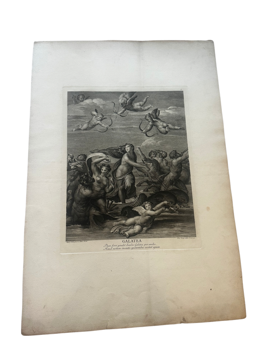 18th C Engraving of the “Triumph of Galatea” after Raphael (Engraved by Cunego)