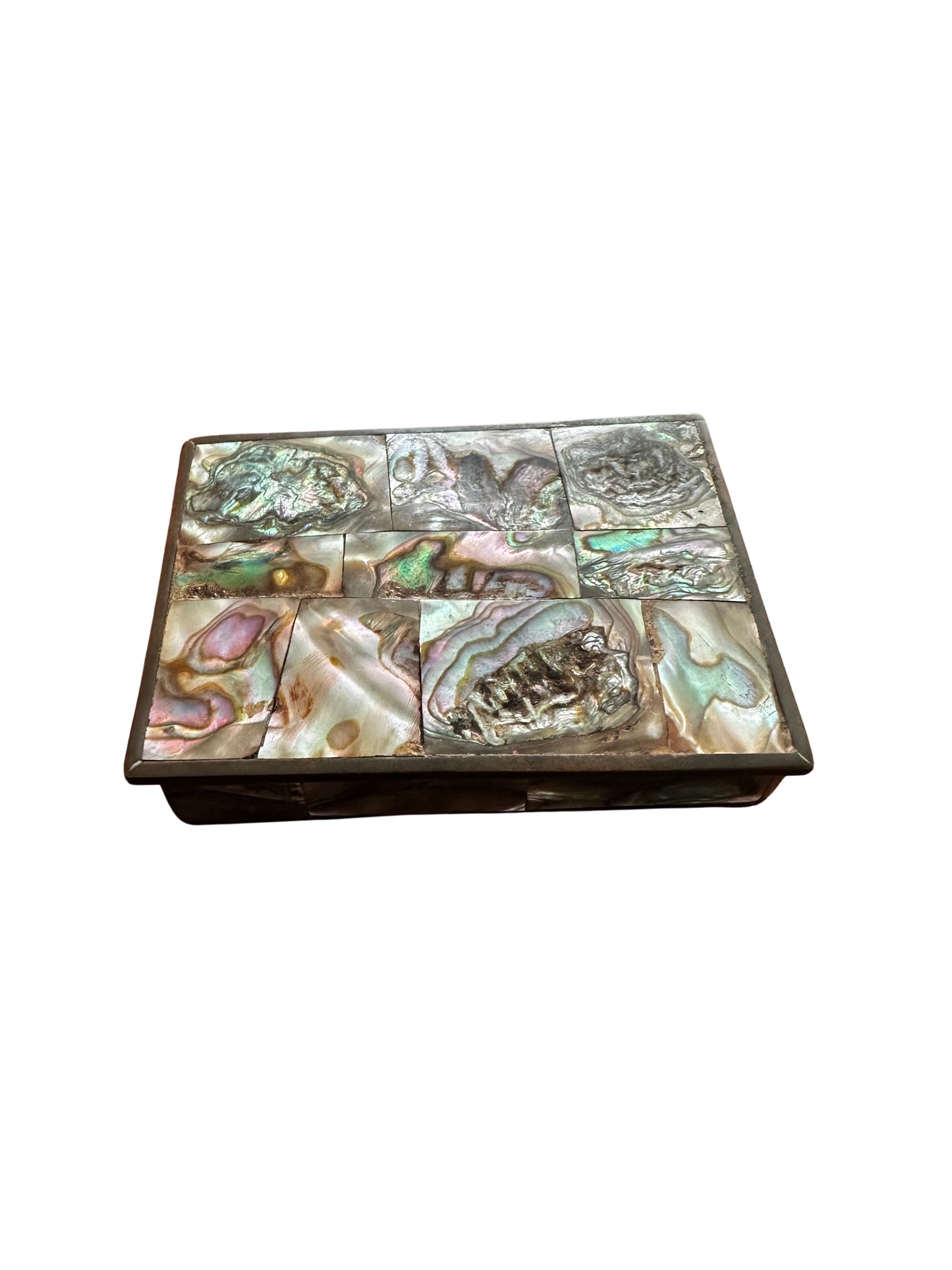 Mid-Century Mexican Abalone Shell Mosaic Jewelry Box