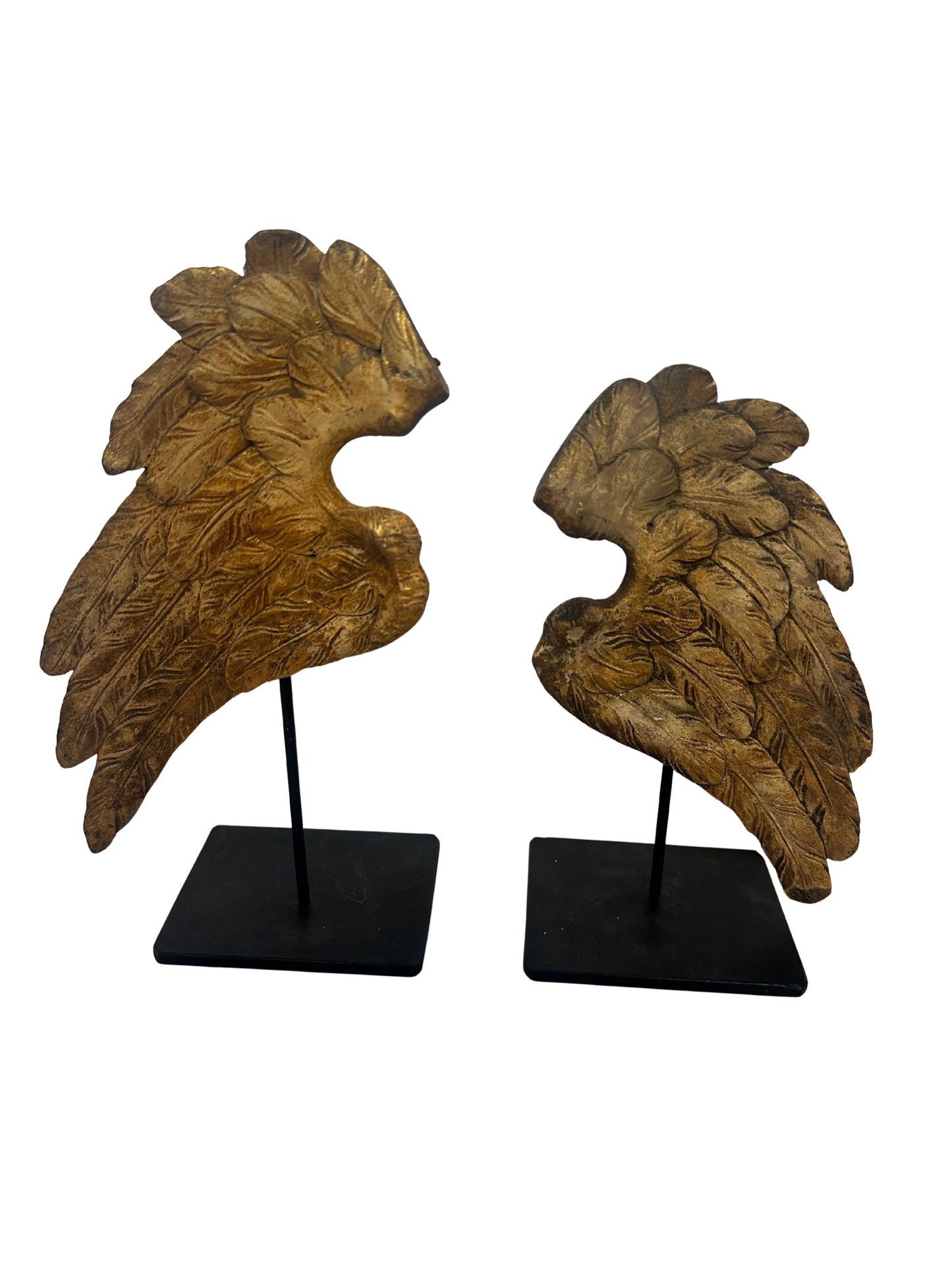 Pair of Antique Carved and Gilded Wooden Wing Fragments