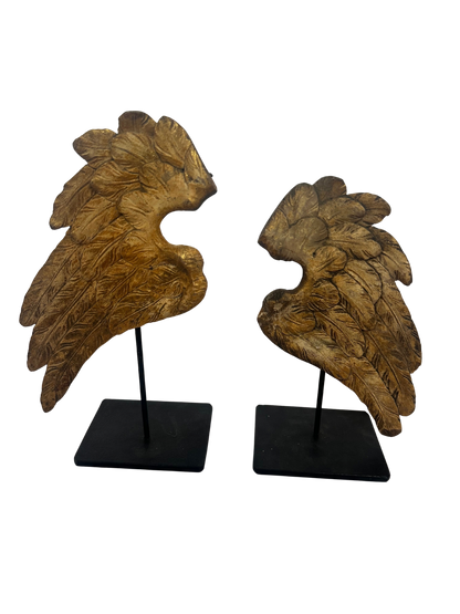 Pair of Antique Carved and Gilded Wooden Wing Fragments
